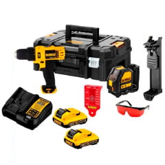 Kit Parafusadeira Furadeira de Impacto 3/8" à bateria 12V DCD716 + Nível a Laser DCE088 DCK205D2T-BR Dewalt