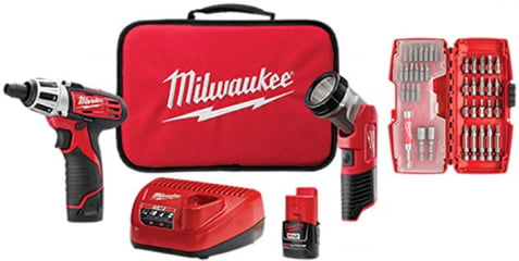 Kit Parafusadeira + Lanterna + Jg De Bits 2482-259 Milwaukee