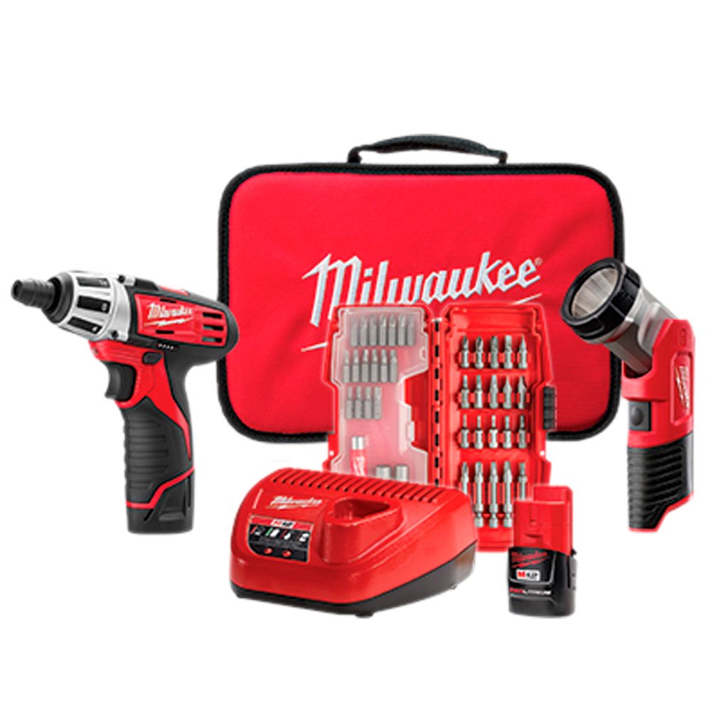 Kit Parafusadeira + Lanterna + Jg De Bits 2482-259 Milwaukee