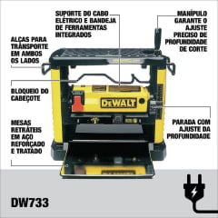 Plaina Desengrossadeira Portátil 1800W 220V DW733 B2 DEWALT