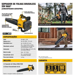 SOPRADOR AR À BATERIA 20V MAX BRUSHLESS DCBL722B-B3 DEWALT