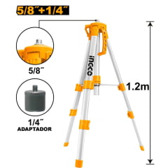 Tripé 1,2m pra Níveis A Laser Rosca 5/8" e 1/4" Ingco HLLT01152 