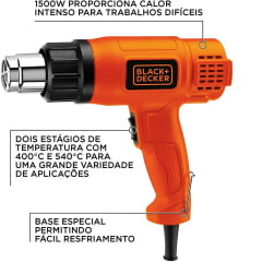 Soprador Térmico 2 estágios 540ºc 1500w 220v Hg1500 Black+Decker