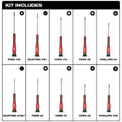 KIT CHAVE FENDA PHILIPS TORX PRECISÃO 48-22-2612 MILWAUKEE 