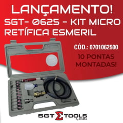 KIT MICRO RETIFICA 54.000 RPM COM 10 PONTAS SGT-0625 SI