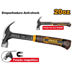 Martelo Unha Magnético Forjado 560g 20oz Anti Impacto Ingco Martelo Unha Magnético Forjado 560g 20oz Anti Impacto Ingco