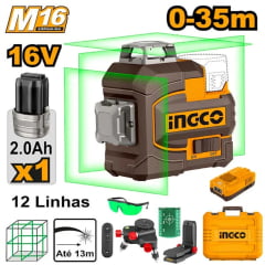 NIVEL A LASER A BATERIA 16V 12 LINHAS 35M HLL301201-9 INGCO