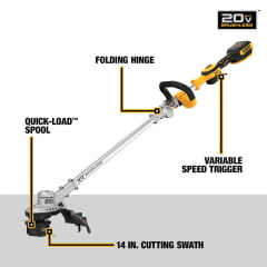 APARADOR DE GRAMA DOBRÁVEL 35cm À BATERIA DCST922BE DEWALT