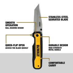 CANIVETE DE BOLSO QUICK-FLIP LÂMINA DE AÇO DWHT10994 DEWALT