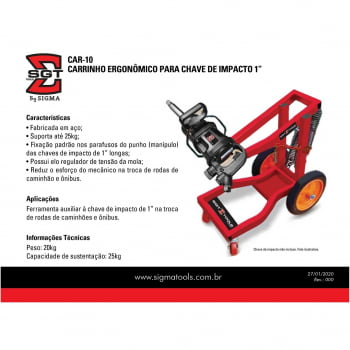 CARRINHO ERGONOMICO PARA CHAVE DE IMPACTO 1" CAR-10  SIGMA TOOLS