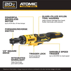 CHAVE CATRACA 1/4pol ATOMIC 20V BRUSHLESS DCF514B DEWALT