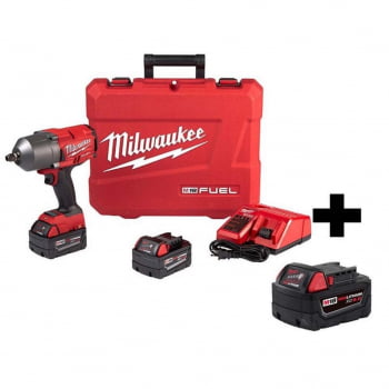 KIT CHAVE DE IMPACTO 1/2" À BATERIA 18V M18 FUEL 2767-22 MILWAUKEE