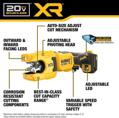 CORTADOR TUBO COBRE A BATERIA 1-1/4" 32MM 20V DCE154B DEWALT