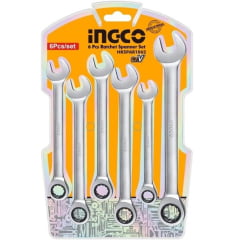 Jogo Chave Combinada Catraca 8-17mm 6 Peças HKSPAR1062 Ingco