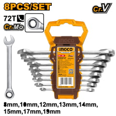 Jogo Chave Combinada Catraca 8-19mm 8 Peças Hkspar1082 Ingco