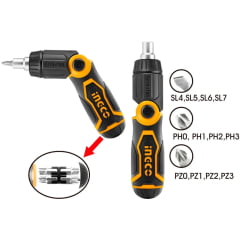 JOGO CHAVES BITS COM CATRACA DOBRÁVEL 13 EM 1 INGCO AKISD1208 