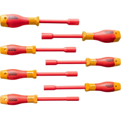 Jogo Chaves Canhão Isoladas 1000v VDE 6 a12 mm 7 Peças INGCO