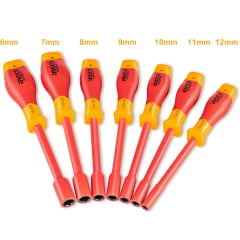 Jogo Chaves Canhão Isoladas 1000v VDE 6 a12 mm 7 Peças INGCO 