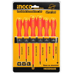 Jogo Chaves Fenda Philips Isoladas VDE 6 pçs INGCO HKISD0608 