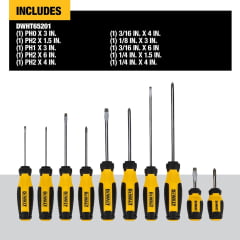 Jogo de Chaves de Phillips Fenda 10 peças DWHT65201 DEWALT