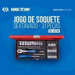 Jogo de Soquete Sextavado e Acessórios 1/4 31 pçs 2531mr King Tony