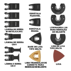 Jogo Lâminas Multiferramenta Oscilante 23 Peças INGCO 