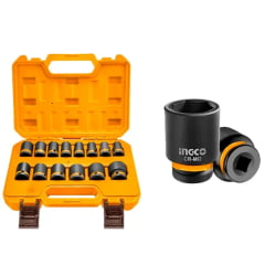 JOGO SOQUETE DE IMPACTO 1/2" 10 a 27mm COM 14 PÇS INGCO HKISSD12141 JOGO SOQUETE DE IMPACTO 1/2" 10 a 27mm COM 14 PÇS INGCO HKISSD12141