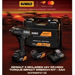 KIT CHAVE DE IMPACTO 1/2” ALTO TORQUE 20V XR BRUSHLESS, 2 BATERIAS 5.0AH, CARREGADOR E MALETA TSTAK EDIÇÃO ESPECIAL MCLAREN DCF99MP2T KIT CHAVE DE IMPACTO 1/2” ALTO TORQUE 20V XR BRUSHLESS, 2 BATERIAS 5.0AH, CARREGADOR E MALETA TSTAK EDIÇÃO ESPECIAL MCLAREN DCF99MP2T