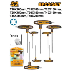 KIT CONJUNTO DE CHAVES TORX INGCO PUNHO T 8 PEÇAS HHKT80838 KIT CONJUNTO DE CHAVES TORX INGCO PUNHO T 8 PEÇAS HHKT80838