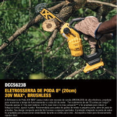 KIT ELETROSSERRA PODA 8'' 20cm 20V BRUSHLESS DCCS623B DEWALT