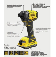 Kit Furadeira E Parafusadeira De Impacto Stanley Sbdi465d2t