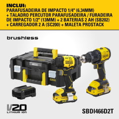 Kit Furadeira E Parafusadeira De Impacto Stanley Sbdi465d2t
