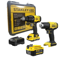 Kit Furadeira Parafusadeira de Impacto SCD712D1K e Soprador Térmico 20v Scx530-b2 + BRINDE Bateria Extra 20V 4Ah Stanley Kit Furadeira Parafusadeira de Impacto SCD712D1K e Soprador Térmico 20v Scx530-b2 + BRINDE Bateria Extra 20V 4Ah Stanley