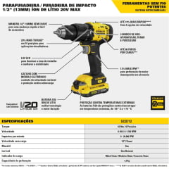 Kit Furadeira Parafusadeira de Impacto SCD712D1K e Soprador Térmico 20v Scx530-b2 + BRINDE Bateria Extra 20V 4Ah Stanley