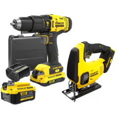 Kit Parafusadeira Furadeira Impacto 1/2" SBD711 + Serra Tico-Tico 20V SCJ600-B2 + Bat 4ah 20v Stanley
