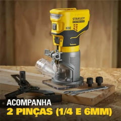 Kit Furadeira Parafusadeira de Impacto SCD712D1K e Tupia Compacta 20V 1/4" Brushless SCW400B-B3 + BRINDE Bateria Extra 20V 4Ah Stanley