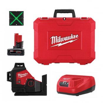 Kit Nível laser 3D Verde 360° M12 4.0Ah 3632-21 Milwaukee