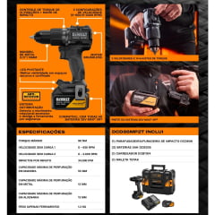 KIT PARAFUSADEIRA/FURADEIRA DE IMPACTO DE 1/2" (13MM) 20V XR BRUSHLESS, 2 BATERIAS 5.0AH, CARREGADOR E MALETA TSTAK EDIÇÃO ESPECIAL MCLAREN DCD86MP2T