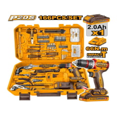 Kit Parafusadeira Furadeira 1/2'' a Bateria 20V 166 Peças HKTHP41662-9 Ingco Kit Parafusadeira Furadeira 1/2'' a Bateria 20V 166 Peças HKTHP41662-9 Ingco