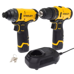 Kit Parafusadeira E Furadeira Impacto 12v Stanley SCHI10D2FK 
