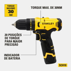 Kit Parafusadeira E Furadeira Impacto 12v Stanley SCHI10D2FK 