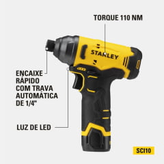 Kit Parafusadeira E Furadeira Impacto 12v Stanley SCHI10D2FK 