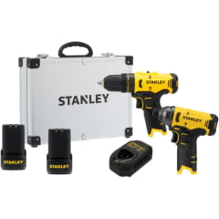 Kit Parafusadeira E Furadeira Impacto 12v Stanley SCHI10D2FK 