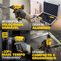 Kit Parafusadeira E Furadeira Impacto 12v Stanley SCHI10D2FK 