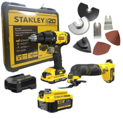 Kit Parafusadeira Furadeira Impacto e Multicortadora 20v STANLEY + BRINDE Bateria 4Ah 20V Stanley Kit Parafusadeira Furadeira Impacto e Multicortadora 20v STANLEY + BRINDE Bateria 4Ah 20V Stanley