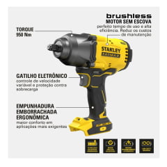 Kit Parafusadeira de impacto 1/4" 20V Brushless SBI810D2K + SBW940B Chave de Impacto 1/2” (13mm) de Alto Torque 20V Max  + BRINDE Bateria Extra 20v 4ah 
