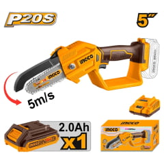 KIT SERRA PODADORA 5"  À BATERIA 20V INGCO CGSLI20581-9