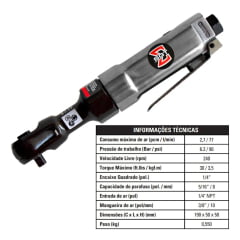 MINI CHAVE CATRACA PNEUMÁTICA 1/4” SGT-0501 SIGMA TOOLS