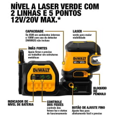 Nivel Laser à Bateria 12/20v 1v1h5p Dcle34520gb Dewalt