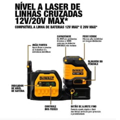 Nível Laser Verde 12/20v Linhas Cruzadas DCLE34020GB Dewalt